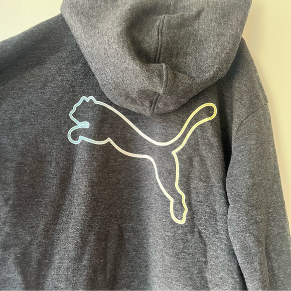 Puma Youth Girls Hoodie Sweatshirt L (12–14) Gray Rainbow Logo Pullover NWOT - Picture 10 of 11